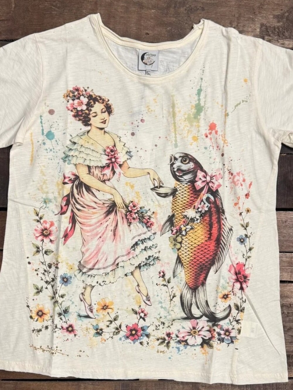 🔥BRAND NEW Moon Dance Tee - Whimsical Waltz - Victorian Lady, Dancing W/ Fish - Picture 2 of 2